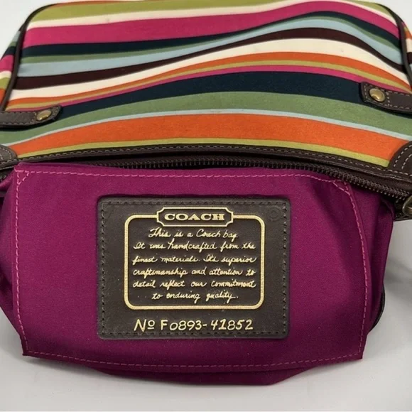 Coach Legacy Stripe Satin and Leather Bag 41852 - Picture 8 of 10